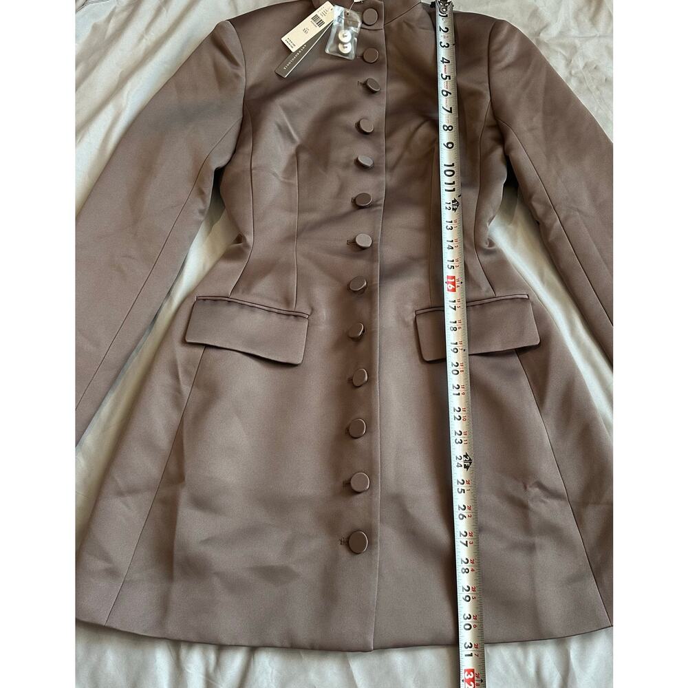 Anthropologie Mare Mare Taupe, Long Sleeve, Button Front Mini Dress NWT- 2XS - Picture 8 of 12